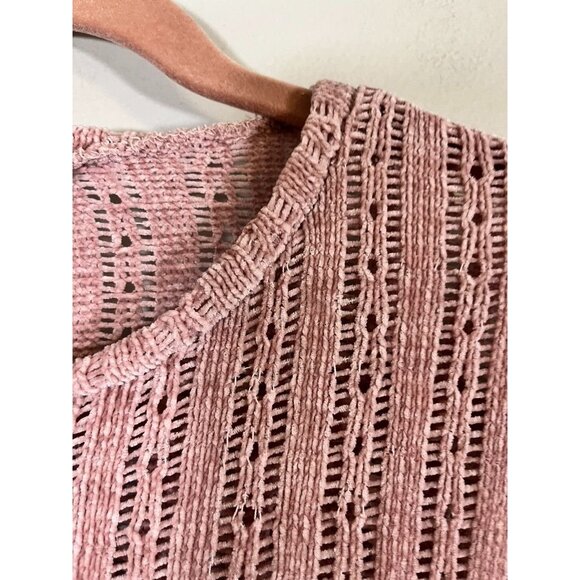 Retro Knit Sweater Pink S Cropped Y2K Preppy Chic Feminine Coquette Soft Cozy - Picture 4 of 7